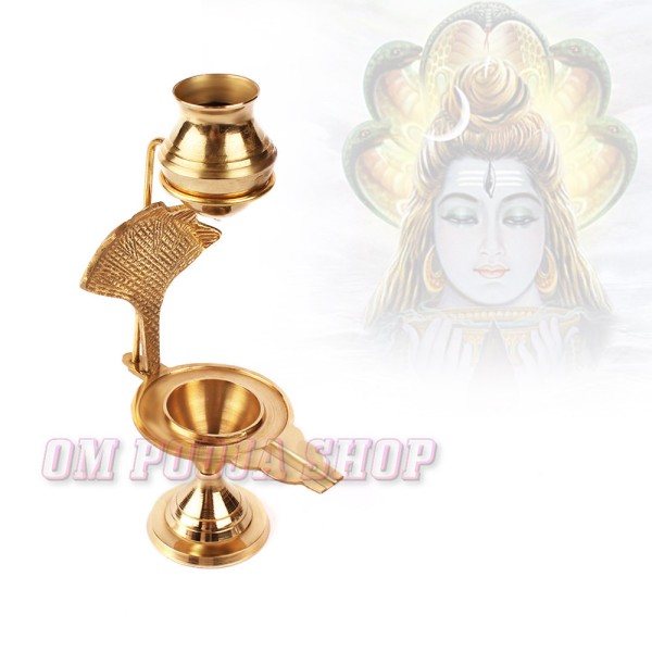 Yoni Base with Nagaraj and Abhishek Pot in Brass